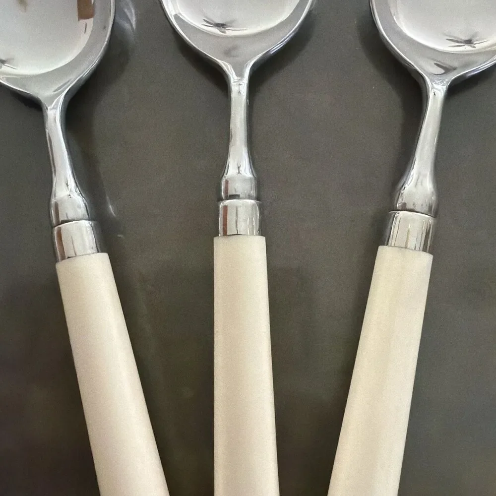 Set Of 3 Stanley Roberts Spectrum Ivory Stainless SOUP SPOONS 7 1/2